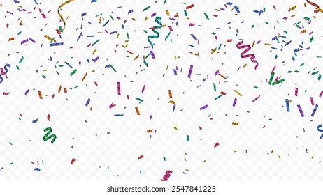 Colorful Confetti Ribbons Vector on White Background for Festive Celebrations.