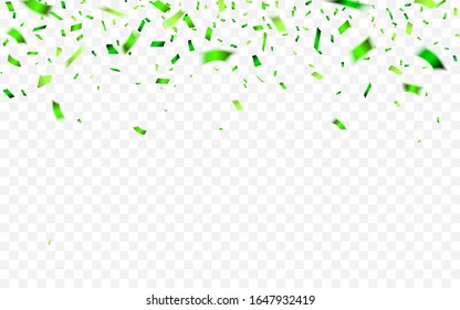 Colorful confetti for Saint Patrick's Day. Celebration carnival falling shiny glitter confetti. Luxury greeting card. Vector illustration.