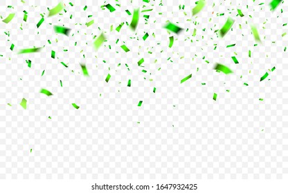 Colorful confetti for Saint Patrick's Day. Celebration carnival falling shiny glitter confetti. Luxury greeting card. Vector illustration.