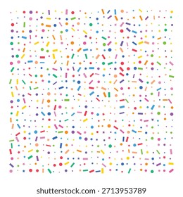 Fundo de padrão sem costura confete colorido com pequenos pontos e retângulos no branco
