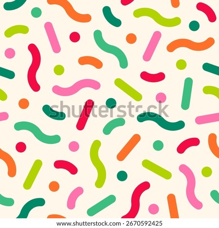 Colorful confetti seamless pattern design for christmas and new year celebration.