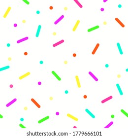 colorful confetti seamless pattern on white background.