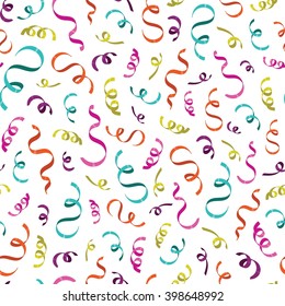 Colorful confetti seamless pattern on white background. Vector illustration