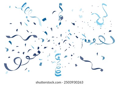 Colorful confetti and serpentine ribbons. Festive illustration in flat modern simple style.