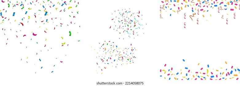 Colorful confetti set. Fireworks and pollen that are often used in promotions and events illustration set. party, diary, decorate, event. Vector 