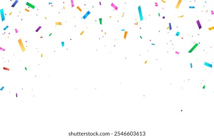 colorful confetti. Shiny ribbons falling on background. Falling colorful confetti flat design seamless pattern background isolated
