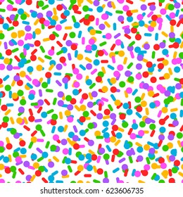 Colorful confetti simple seamless pattern, vector