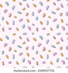 Colorful confetti, spots, doodles seamless pattern. Creative minimalist style art background, trendy design with basic shapes. Modern abstract background.