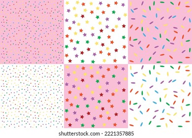 Colorful confetti sprinkle pattern wallpaper background. Vector illustration