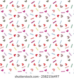 Colorful Confetti Sprinkles in Abstract Love Shape Vibrant Background with Arranged Confetti Pieces