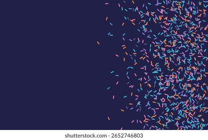 Colorful confetti sprinkles falling on dark background, festive decoration pattern for party, celebration, holiday or abstract fun concept