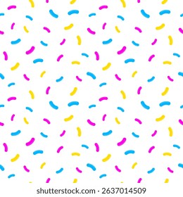 Colorful Confetti Sprinkles Seamless Pattern. Abstract Dessert Background. Vector Illustration. Wallpaper