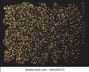 Colorful confetti squares falling. Vector illustration object. Vibrant element for your design. Gold invitation template, background image, poster or greeting card.