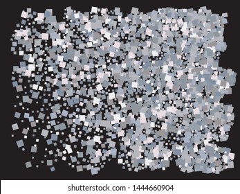 Colorful confetti squares falling. Vector illustration vintage. Stylish element of design. Silver invitation template, background image, poster or greeting card.