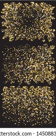 Colorful confetti squares falling. Vector illustration art. Graphic element of design. Gold set of invitation templates, background images, posters or greeting cards.