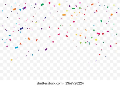 Colorful Confetti Star On Transparent Background. Celebration & Party. Vector Illustration