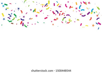 Colorful Confetti Star On White Background. Celebration & Party. Vector Illustration