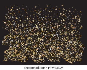 Colorful confetti stars falling. Vector illustration object. Fashionable glitter design's elements. Gold invitation template, background image, poster or greeting card.
