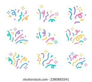 confetti colorido que sale de la base de la fiesta por sorpresa de cumpleaños. Ilustración vectorial.