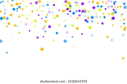 Colorful confetti and tinsel explosion frame illustration on a transparent background. Carnival elements vector for a birthday celebration background. Multicolor confetti and tassel frame vector