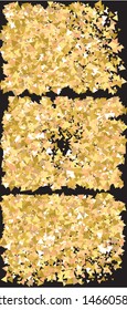 Colorful confetti triangles falling. Geometric design's elements. Vector illustration object. Gold set of invitation templates, background images, posters or greeting cards.
