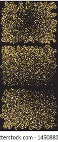 Colorful confetti triangles falling. Vector illustration object. Random design's elements. Gold set of invitation templates, background images, posters or greeting cards.