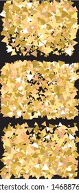 Colorful confetti triangles falling. Vibrant design's elements. Vector illustration object. Gold set of invitation templates, background images, posters or greeting cards.