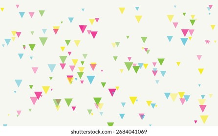 Triángulos coloridos del confeti en el diseño festivo y divertido del fondo blanco
