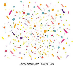 Colorful confetti vector background Vertical, square. Pattern with small particles, grains like chocolate chips pastry Bright backdrop on white Flying streamers and confetti Falling On 