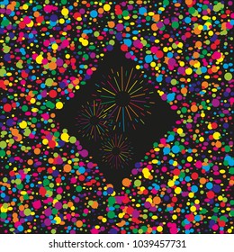 Colorful Confetti. Vector Festive Illustration of Falling Shiny Confetti Glitters Isolated on Transparent Checkered Background. Holiday Decorative Tinsel Element for Design