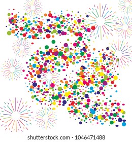 Colorful Confetti. Vector Festive Illustration of Falling Shiny Confetti Glitters Isolated on Transparent Checkered Background. Holiday Decorative Tinsel Element for Design
