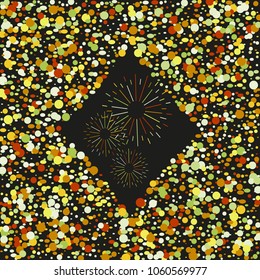 Colorful Confetti. Vector Festive Illustration of Falling Shiny Confetti Glitters Isolated on Transparent Checkered Background. Holiday Decorative Tinsel Element for Design