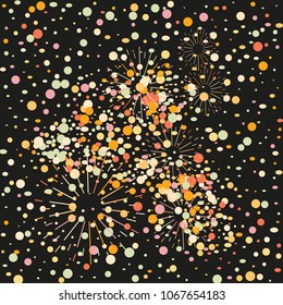 Colorful Confetti. Vector Festive Illustration of Falling Shiny Confetti Glitters Isolated on Transparent Checkered Background. Holiday Decorative Tinsel Element for Design