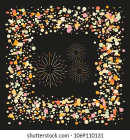 Colorful Confetti. Vector Festive Illustration of Falling Shiny Confetti Glitters Isolated on Transparent Checkered Background. Holiday Decorative Tinsel Element for Design