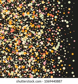 Colorful Confetti. Vector Festive Illustration of Falling Shiny Confetti Glitters Isolated on Transparent Checkered Background. Holiday Decorative Tinsel Element for Design