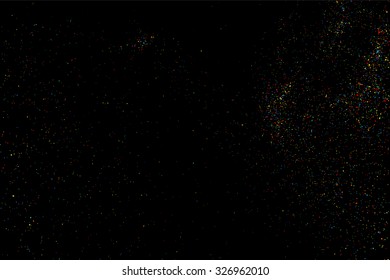 Colorful confetti vector. Grainy abstract  colorful texture on a black background. Design element. Vector illustration,eps 10.