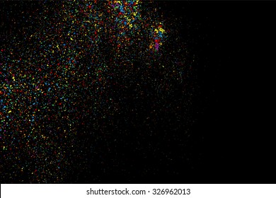 Colorful confetti vector. Grainy abstract  colorful texture on a black background. Design element. Vector illustration,eps 10.