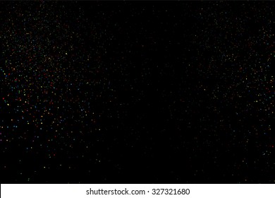 Colorful confetti vector. Grainy abstract  colorful texture on a black background. Design element. Vector illustration,eps 10.