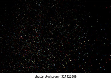 Colorful confetti vector. Grainy abstract  colorful texture on a black background. Design element. Vector illustration,eps 10.