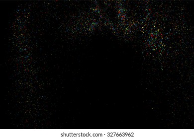 Colorful confetti vector. Grainy abstract  colorful texture on a black background. Design element. Vector illustration,eps 10.
