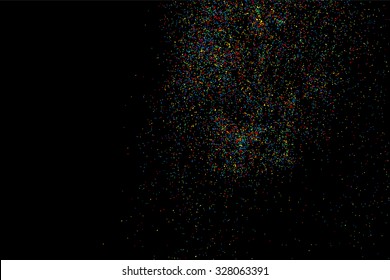 Colorful confetti vector. Grainy abstract  colorful texture on a black background. Design element. Vector illustration,eps 10.