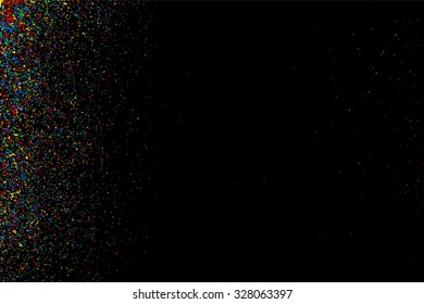 Colorful confetti vector. Grainy abstract  colorful texture on a black background. Design element. Vector illustration,eps 10.