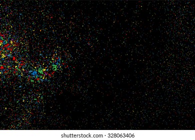 Colorful confetti vector. Grainy abstract  colorful texture on a black background. Design element. Vector illustration,eps 10.