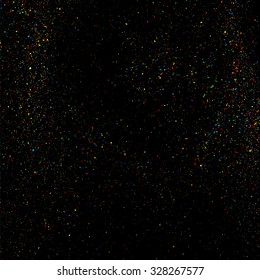 Colorful confetti vector. Grainy abstract  colorful texture on a black background. Design element. Vector illustration,eps 10.