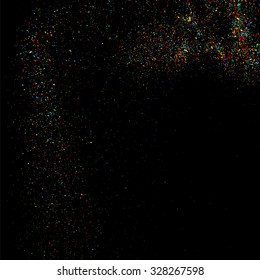 Colorful confetti vector. Grainy abstract  colorful texture on a black background. Design element. Vector illustration,eps 10.
