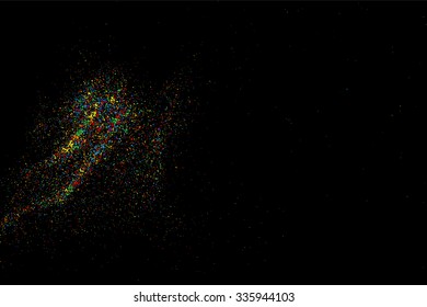 Colorful confetti vector. Grainy abstract  colorful texture on a black background. Design element. Vector illustration,eps 10.