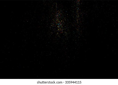 Colorful confetti vector. Grainy abstract  colorful texture on a black background. Design element. Vector illustration,eps 10.