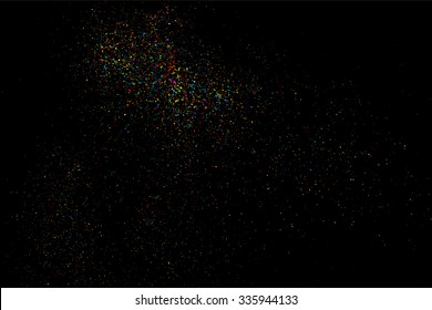Colorful confetti vector. Grainy abstract  colorful texture on a black background. Design element. Vector illustration,eps 10.