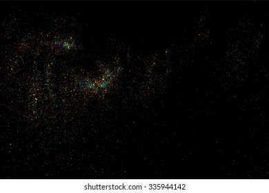 Colorful confetti vector. Grainy abstract  colorful texture on a black background. Design element. Vector illustration,eps 10.