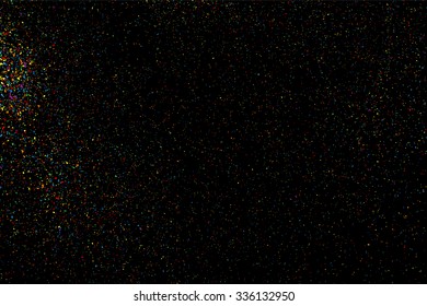 Colorful confetti vector. Grainy abstract  colorful texture on a black background. Design element. Vector illustration,eps 10.
